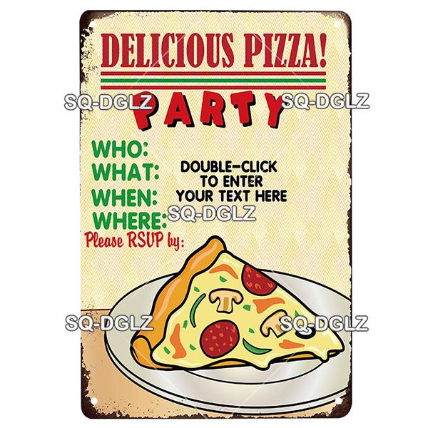 Vintage Metal Tin Sign Pizza Party Wall Decor Retro Kitchen Cafe Bar Home Plaque