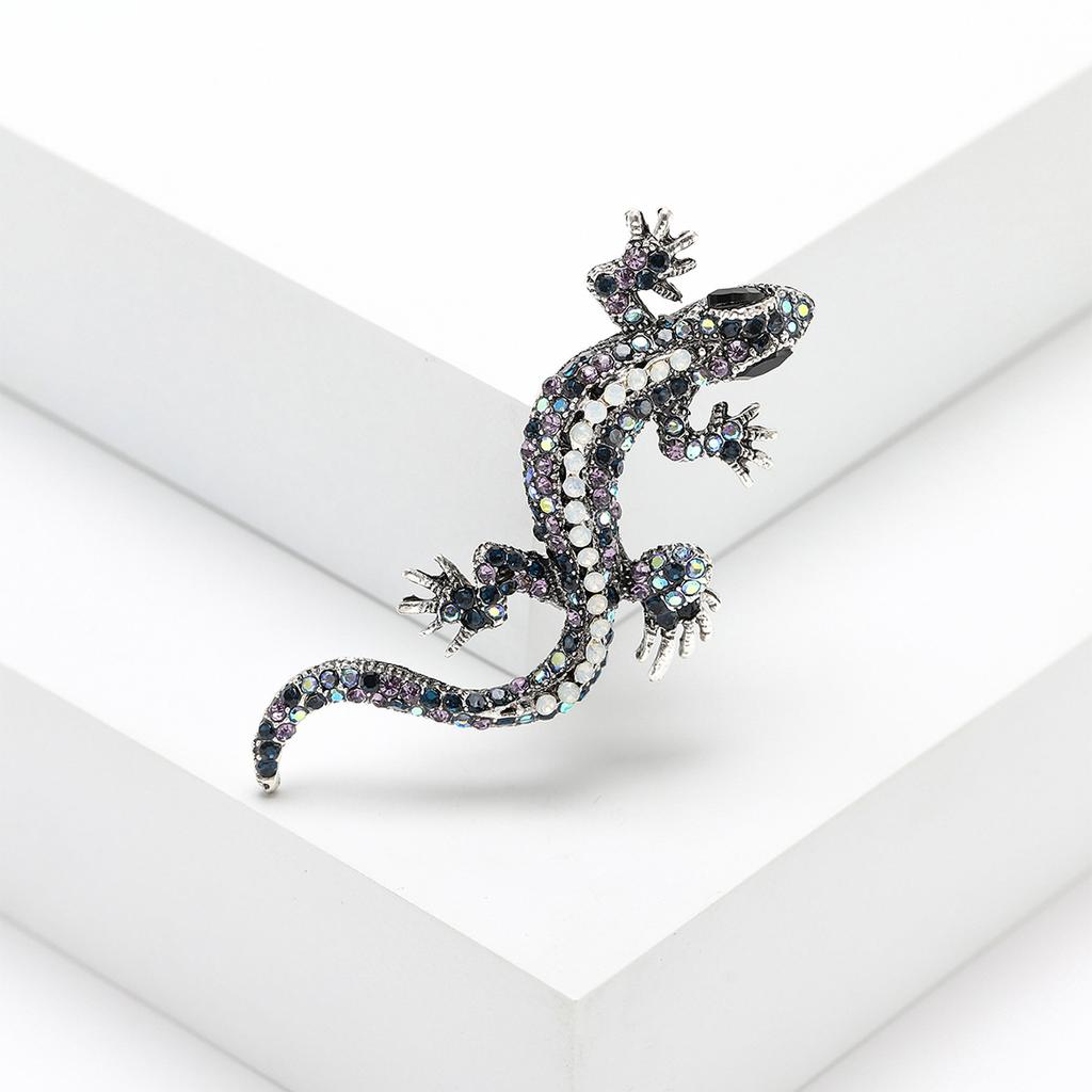 Personality Exaggerated Versatile Alloy Diamond Gecko Brooch Fashion Trend Animal Pin