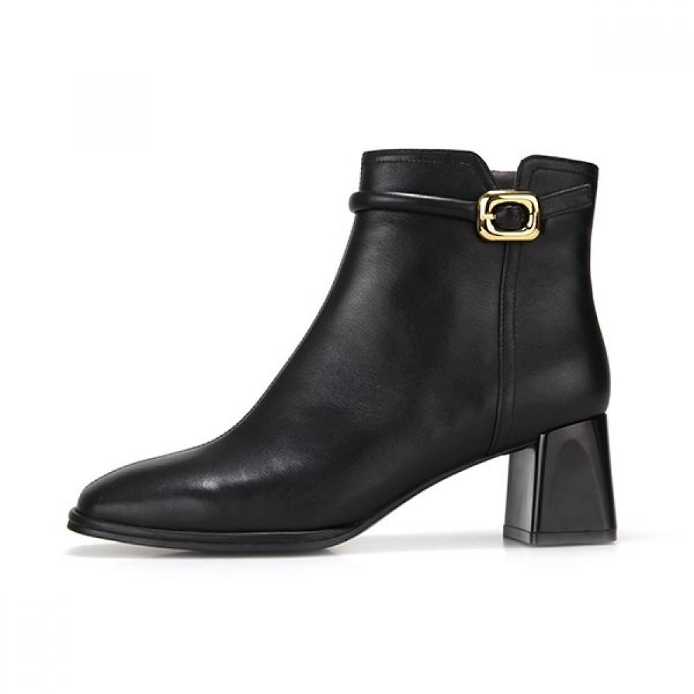 Barbara Leather Buckle Ankle Boots 6cm Bzg803bk