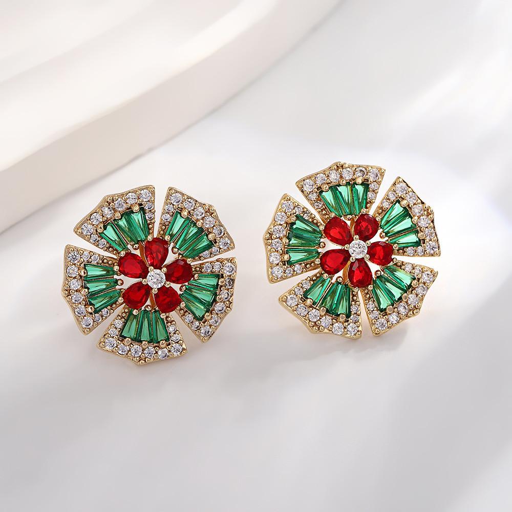 Zircon Drop Earrings With Glittering Lotus Water Drop Design For Women Summer