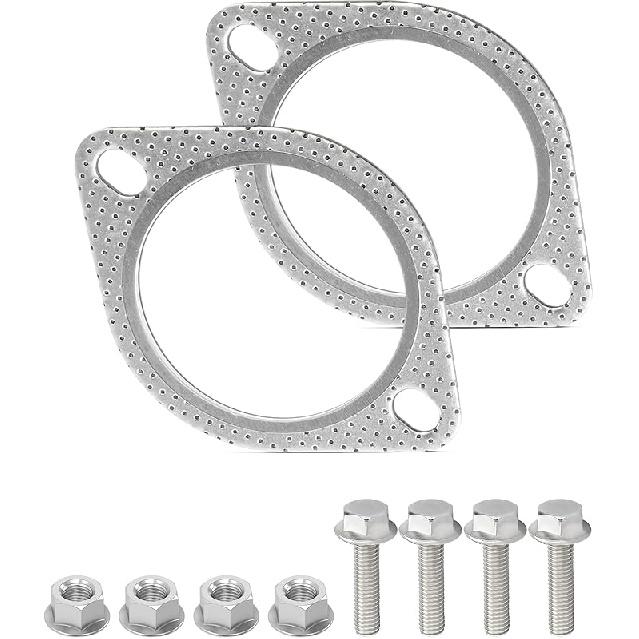 2PCS Exhaust Gasket,Car Accessories Exhaust Flange Gasket,Muffler Gasket,Catalytic Converter Gasket,Exhaust Flange Repair Kit With Bolt & Nut,Fit For