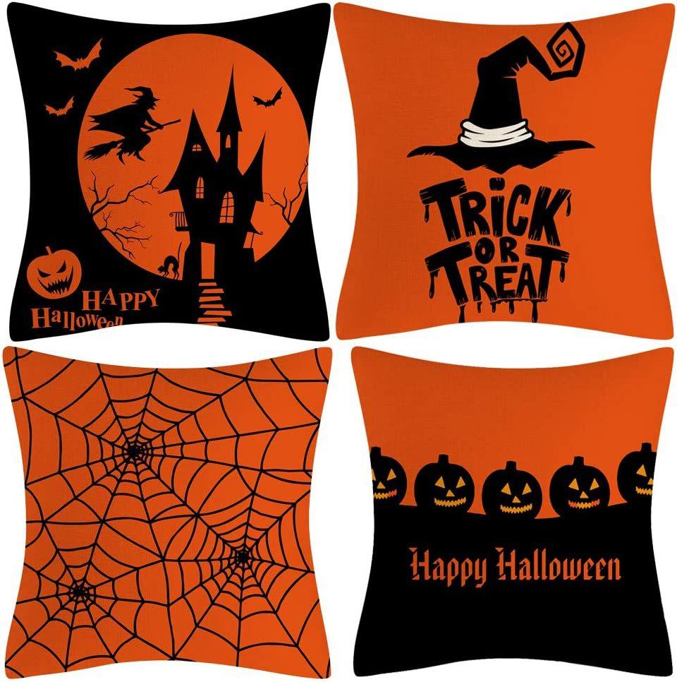 Halloween Pillowcase Devil Cartoon Linen Pillow Print Home Sofa Pillowcase Cushion