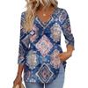 Women's T Shirt Print 3/4 Sleeve Fashion Basic V- Neck Regular Top