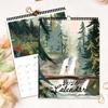 1pc, 2026 Hand-Painted Illustration Series Calendar, Natural Landscapes, 12 Unique Designs, Wall Calendar, Birthday, Christmas
