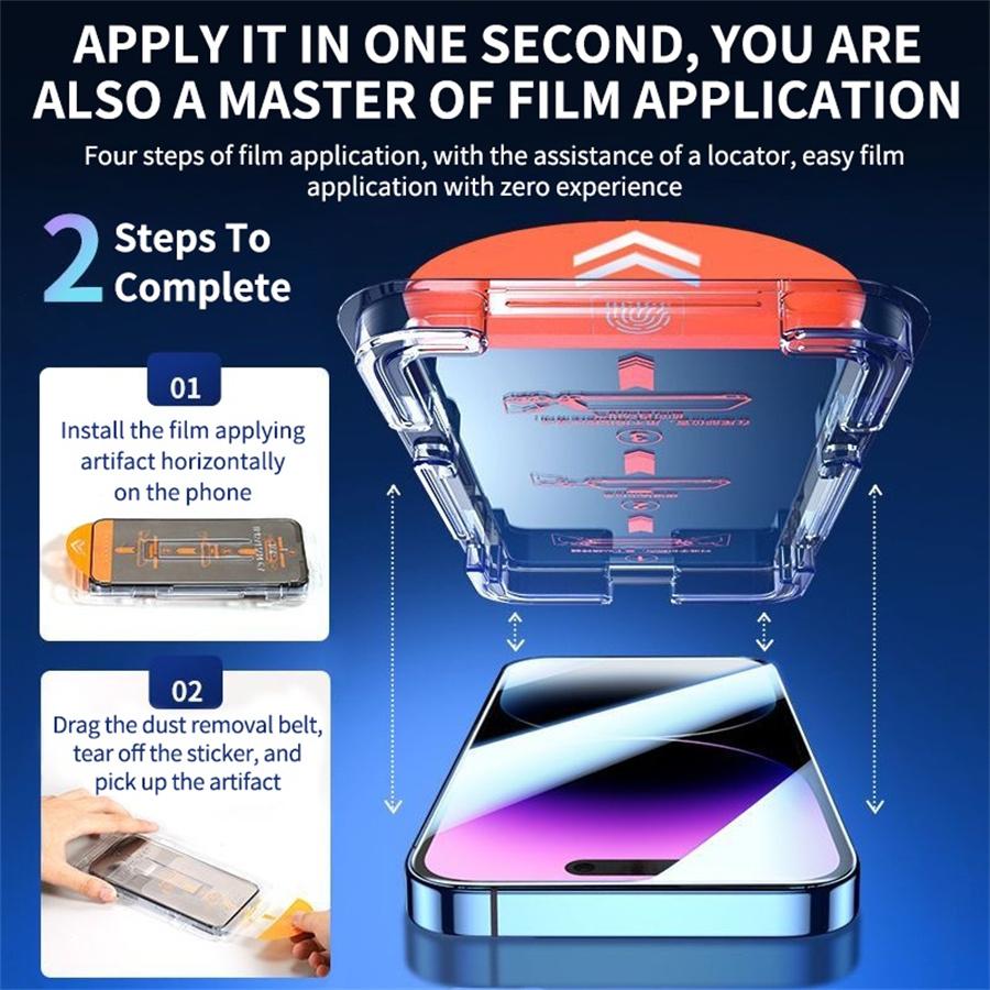 Dust Free Box Screen Protector for IPhone 18 17 16 15 14 13 12 11 Pro Max Tempered Glass for IPhone Xs Max XR X Auto-Dust Removal Kit
