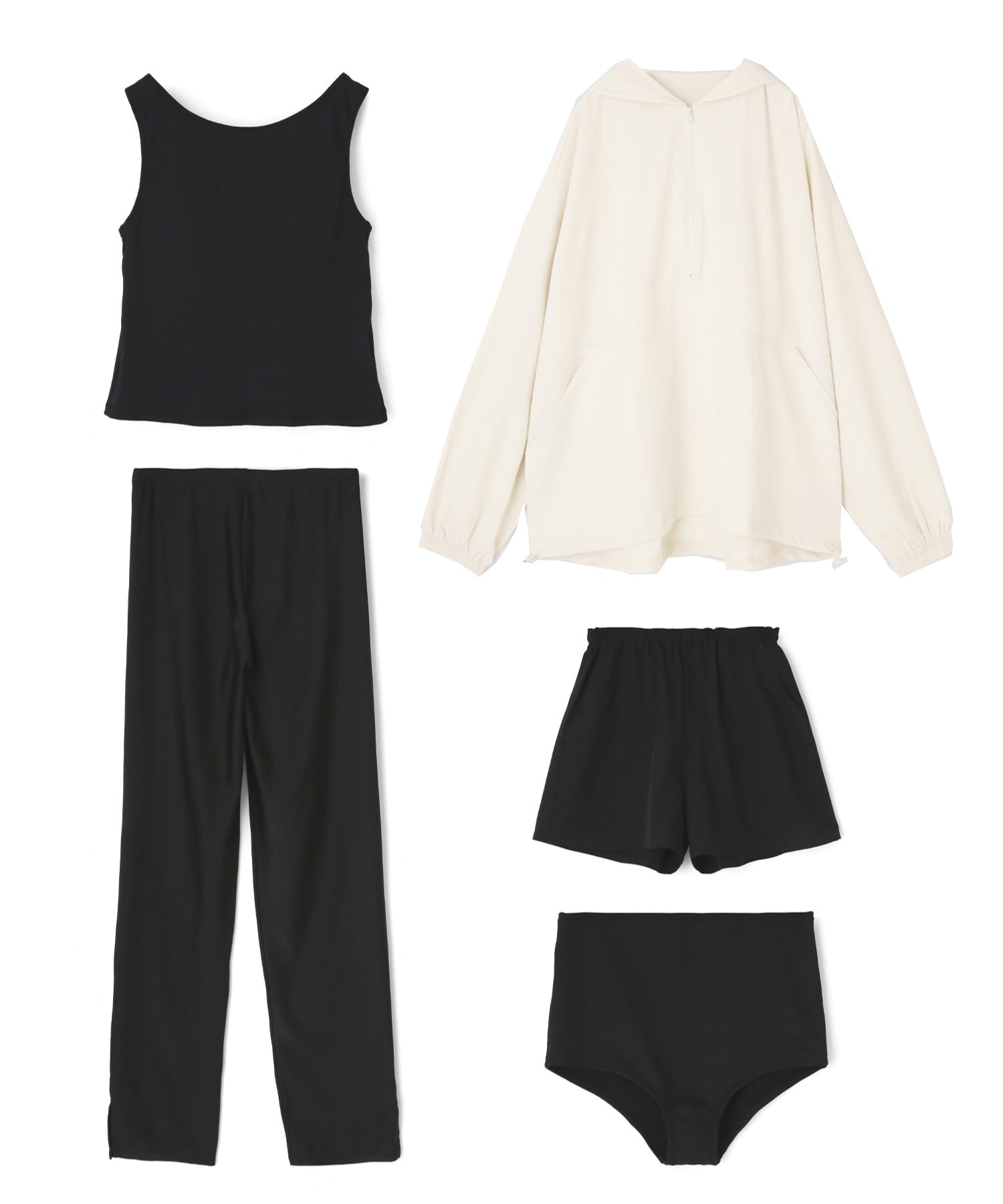 

Swimwear swimsuit rash guard with pocket ribbed tankini leggings set [Sanai Paradise] Set-up [WEB-exclusive item] Half-zip + + 5-piece [Beach Queen]