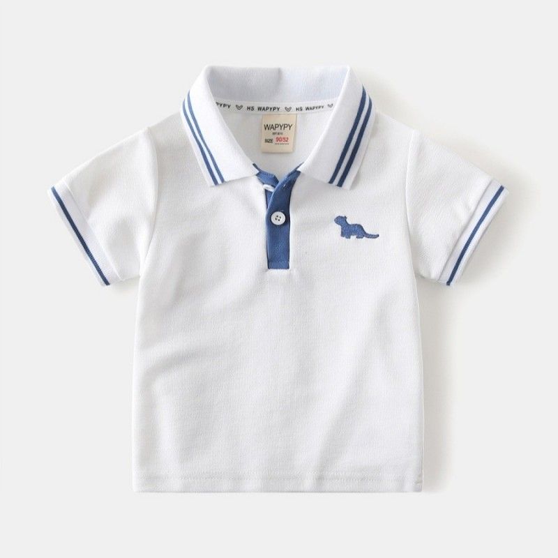 Children's Short-Sleeved T-Shirt with Color Matching, Summer Kidsren's Clothing, Boys' Polo Shirt Top, Baby Boy's Lapel Embroidered Casual Clothes