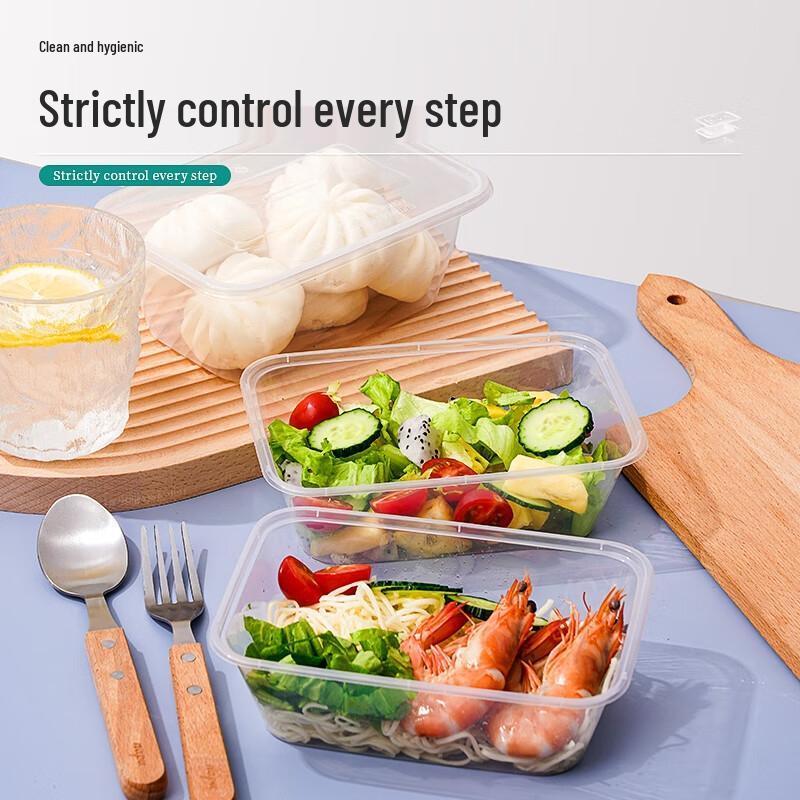 JINGRX Disposable Rectangular Plastic Meal Prep Containers with Lids