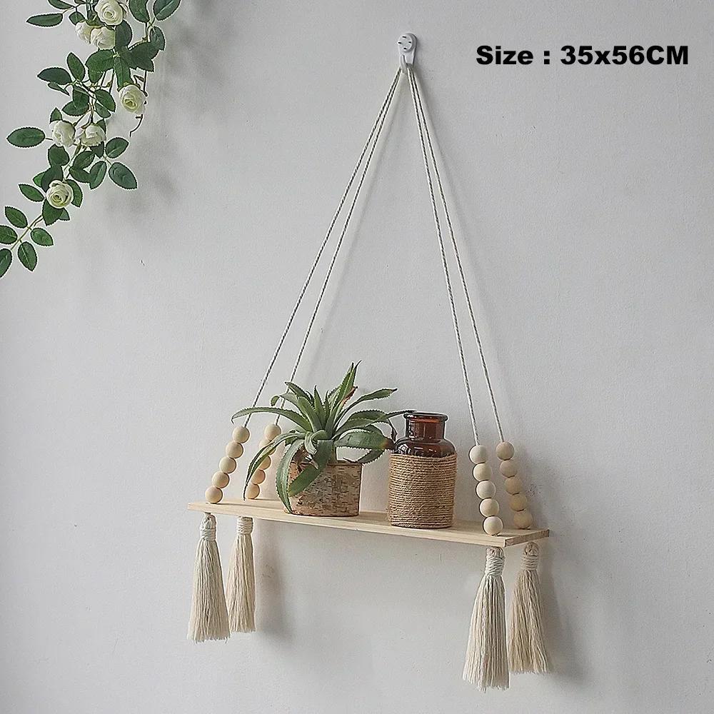 Macrame Wall Hanging Shelf Boho Home Decor Shelves On Wall Wood Decoration for Bedroom Living Room Nursery Christamas Gift