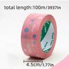 1Roll 4.5cm*100m Pink Flower Thank You Tape, Thank You Thanks Cartoon Sealing Adhesive Paper, Self-adhesive Gift Bag Carton Packing Tape