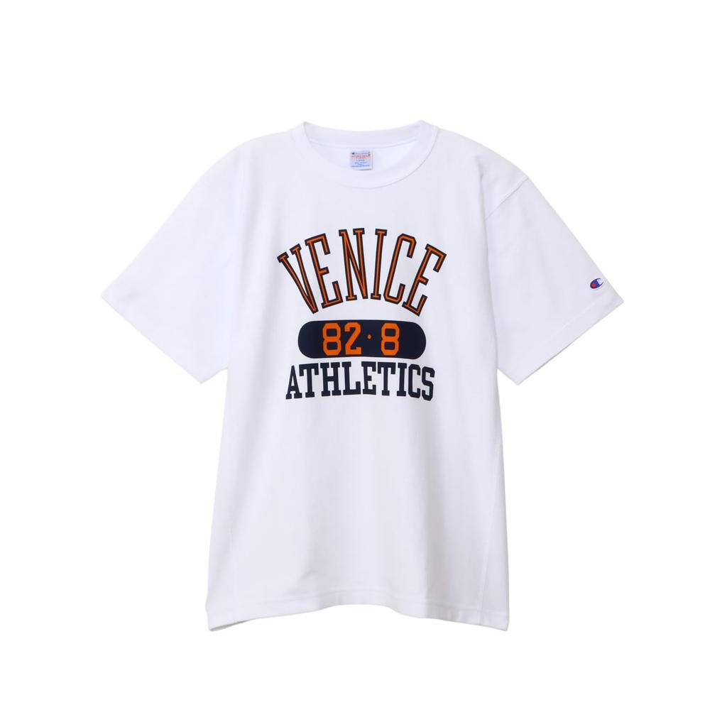 Champion Modern Short Sleeve Short Crew Relax Graphic Reverse Short Sleeve White T-Shirt, Sleeves, Neck, 100% Cotton, USA, 9.4oz, Fit, Print, Weave(R)