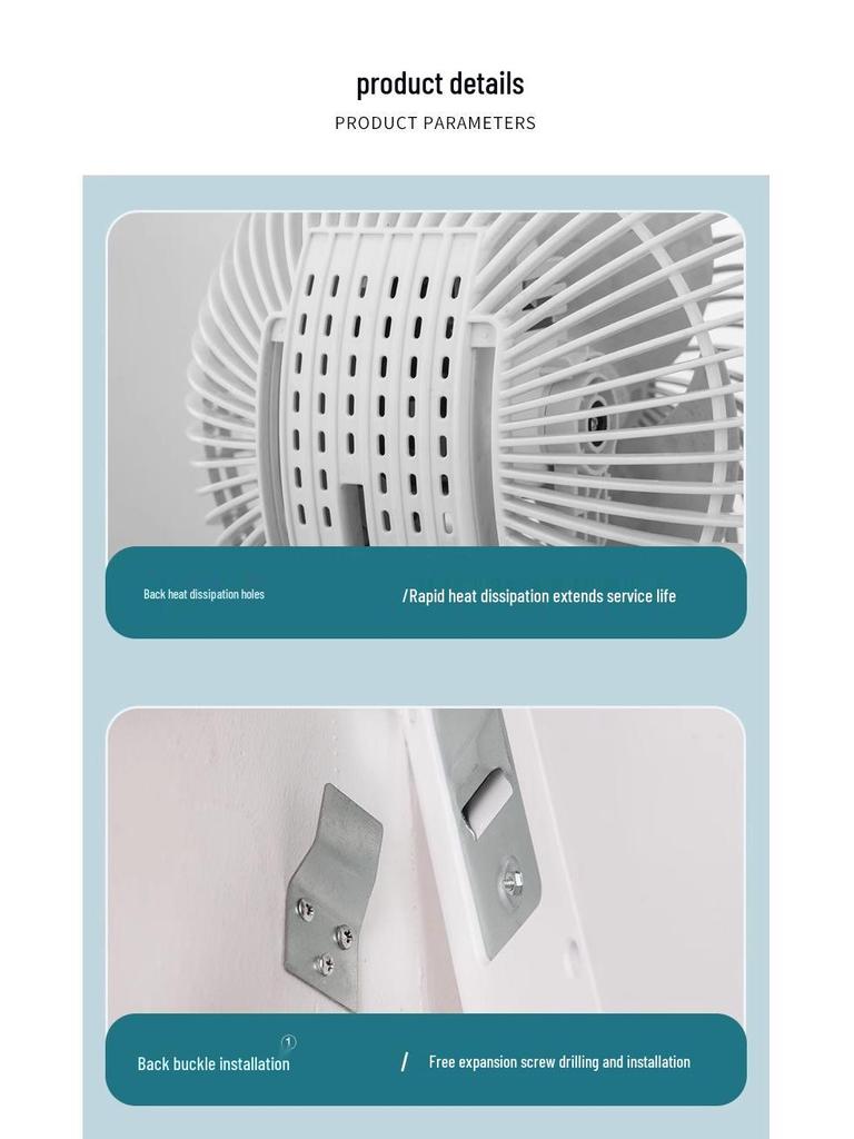 Wall-Mounted Punch-Free Air Circulator Fan for Kitchen & Bathroom