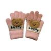 Herbst- und Winter-Kinderhandschuhe Lucky Bear Wollstrickhandschuhe Cartoon Warm und Kälteabweisend Babyhandschuhe Fünffingerhandschuhe