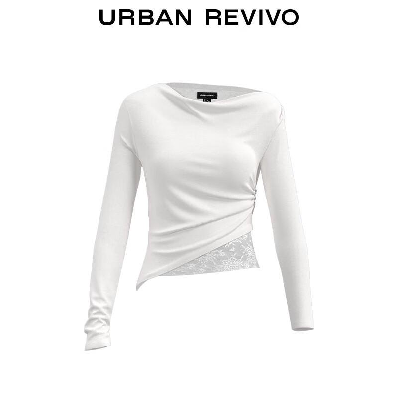 UR 2025 Women's Irregular Lace Off-Shoulder T-Shirt