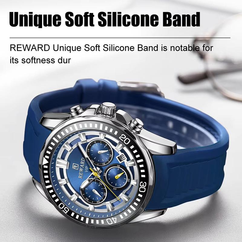 Herrenuhren Blau Wasserdicht Chronograph Sportuhr Quarz für Herren Armbanduhr Militärische Herren Analoguhr