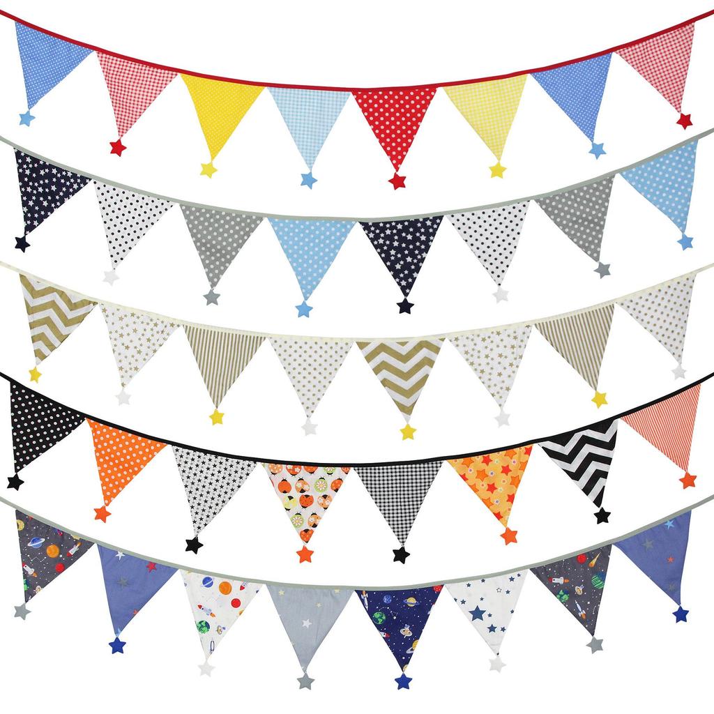 Nordic Star Cotton Triangle Flag Banner for Wedding or Kindergarten Decor