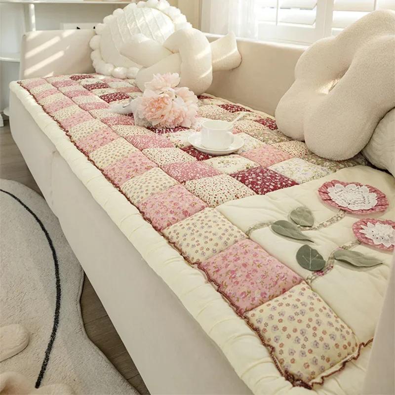

Korean Pure Cotton Sofa Cover for Living Room Embroidery Sofas Towel Non Slip Couch Covers L Shaped Corner Sofa Mat Seat Pad 50x50cm 1pcs червоний