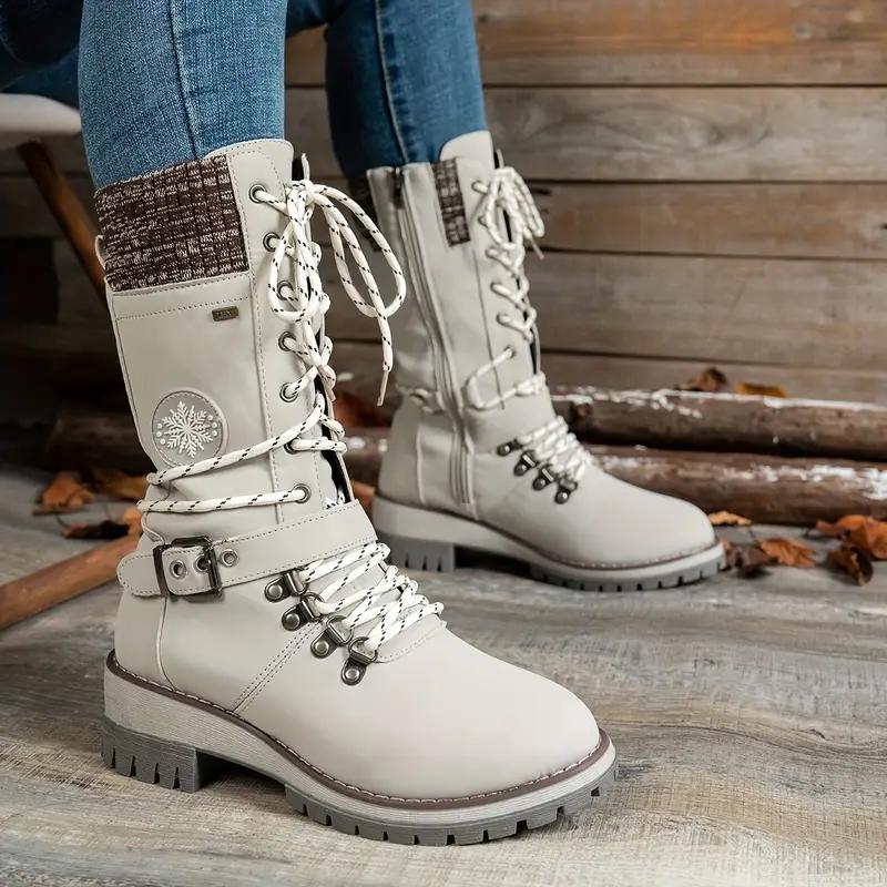 Women Ankle Boots  New Soft Sole Chunky Heel Shoes for Women Winter Non-slip Snow Boots Comfortable Solid Color Fuzzy Shoes