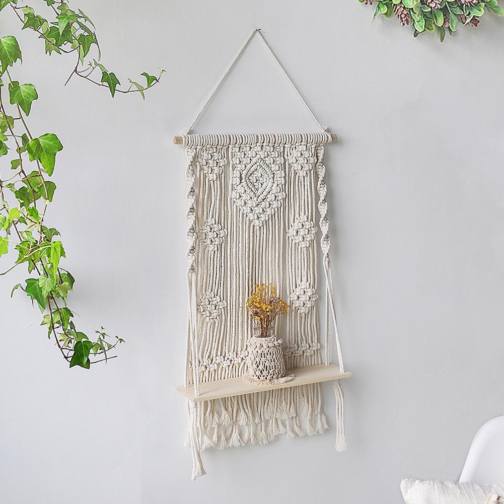 Bohemian Hand-Woven Tapestry Wall Shelf & Flower Pot Rack