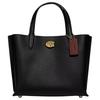 Willow 24 Drehverschluss Reißverschluss Doppellagig Kieselstruktur Leder Eimer Tote Einkaufstasche Handtasche Crossbody Tasche Mittel Damen Tote Schwarz C8869-B4BK