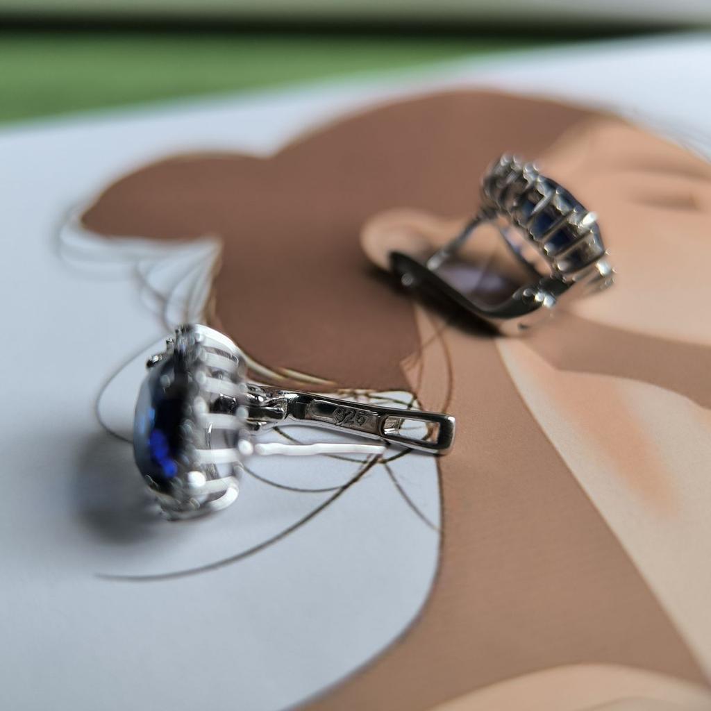 Silver Earrings with Nano Sapphire (2189145)