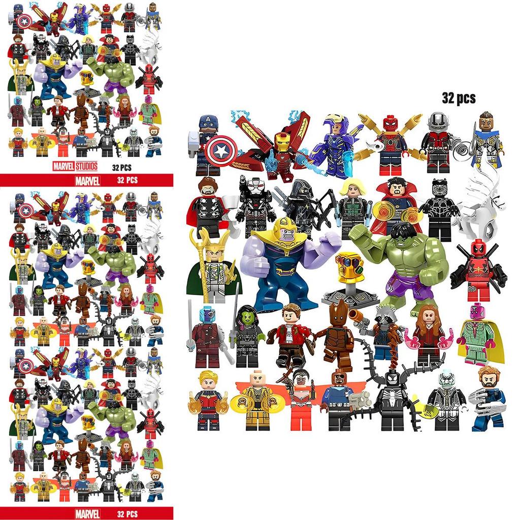 Marvel Superhero Boy Puzzle Building Block Toy Set 32pcs Plastic Material 4.5cm Height