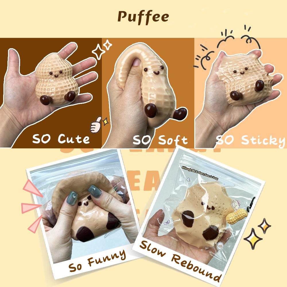 Erdnuss-Lebensmittelechtes Silikon Squishy Spielzeug, Handgemachtes Taba Squishy, Cremig Weiches Klebendes Langsam Zurückprallendes Quetschspielzeug, Glückliches Kneten