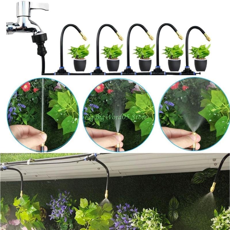 24TE Outdoor Misting Cooling System Bending Water Air Misting Nozzle Sprays Garden Flower