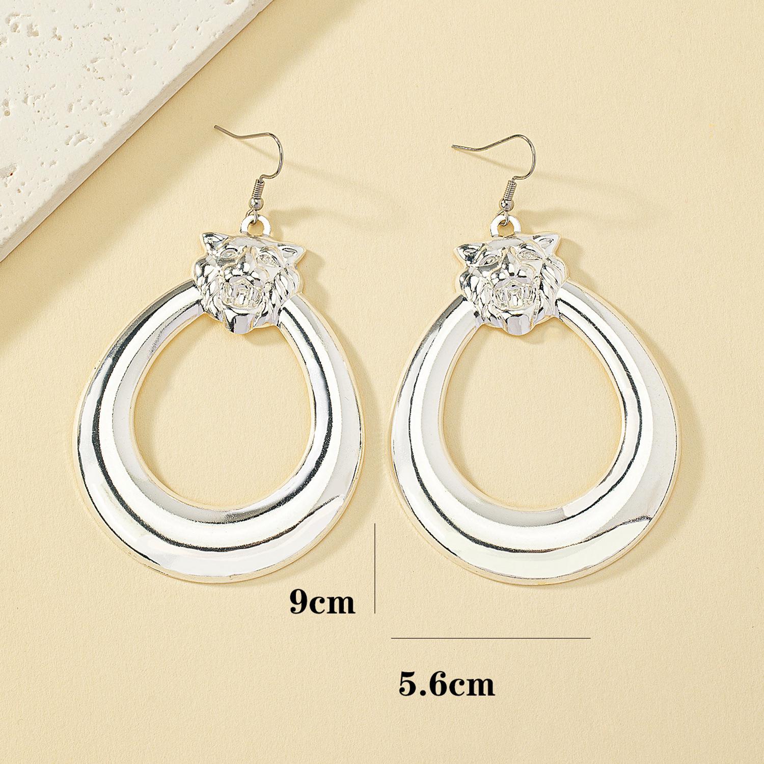 

Преувеличенные серьги-львы: Длинные металлические подвески в ретро европейском и американском стиле для женщин