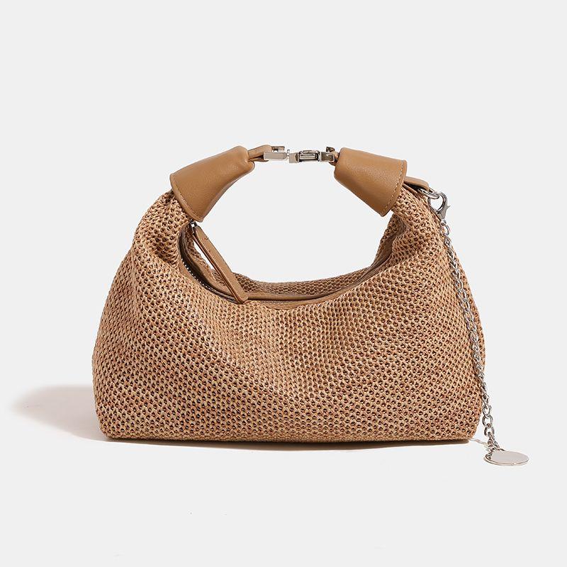 

Straw Bag Women s 2025 Summer New Arrival All-Match and Cute Dumpling Bag Casual Wrist Bag Woven One-Shoulder Crossboby Bag Brown