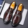 Luxury Brand Brown Metal Buckle Loafers Leather Men Shoes Loafers Genuine Leather Business Shoe Men Wedding Casual Comfort Shoes