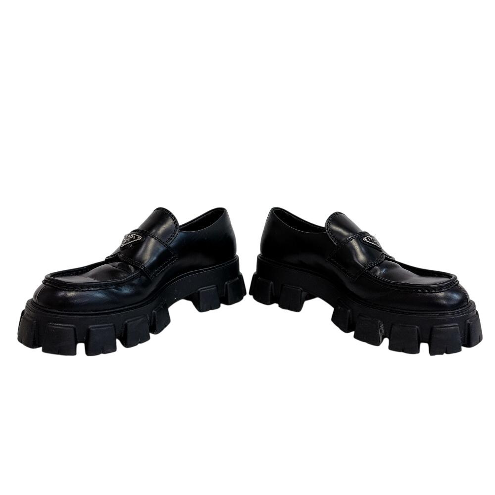 Prada PRADA Monolith Loafers Leather Loafers Black Leather Used