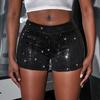 High Waist Shiny Sequins Shorts Women Glittery Straight Leg Party Stage Performance Clubwear