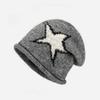 Fashion Star Patterned Beanie Cap Edge Curl Soft Brimless Skull Cap Ear Protection Elastic Slouchy Hat