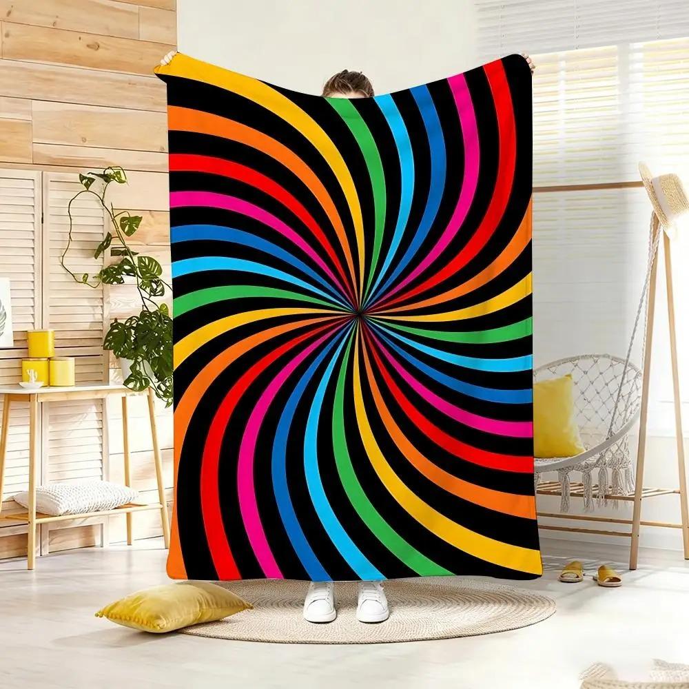 Art Psychedelic Throw Lightweight Flannel Blanket Soft Skin-friendly for Summer Cooling