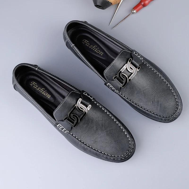 New Men's Business Shoes Italian Style Penny Loafers For Men Handmade Leather Moccasins Driving Shoes Non-Slip Slip On Flats