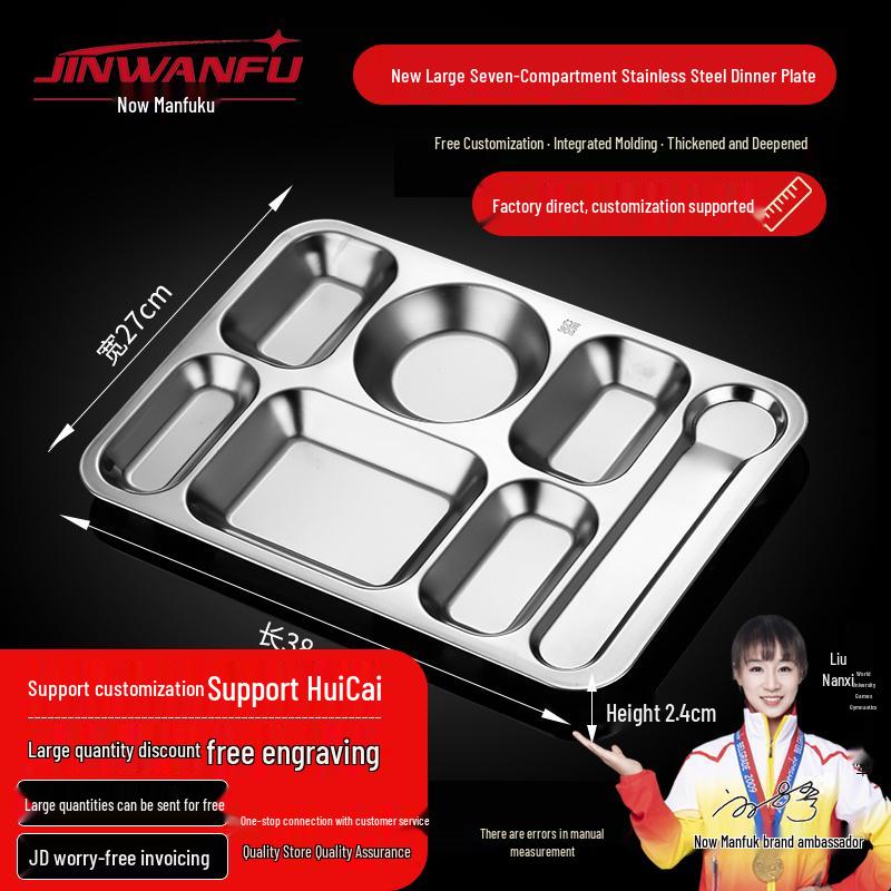 304 Stainless Steel Partitioned Canteen Meal Tray