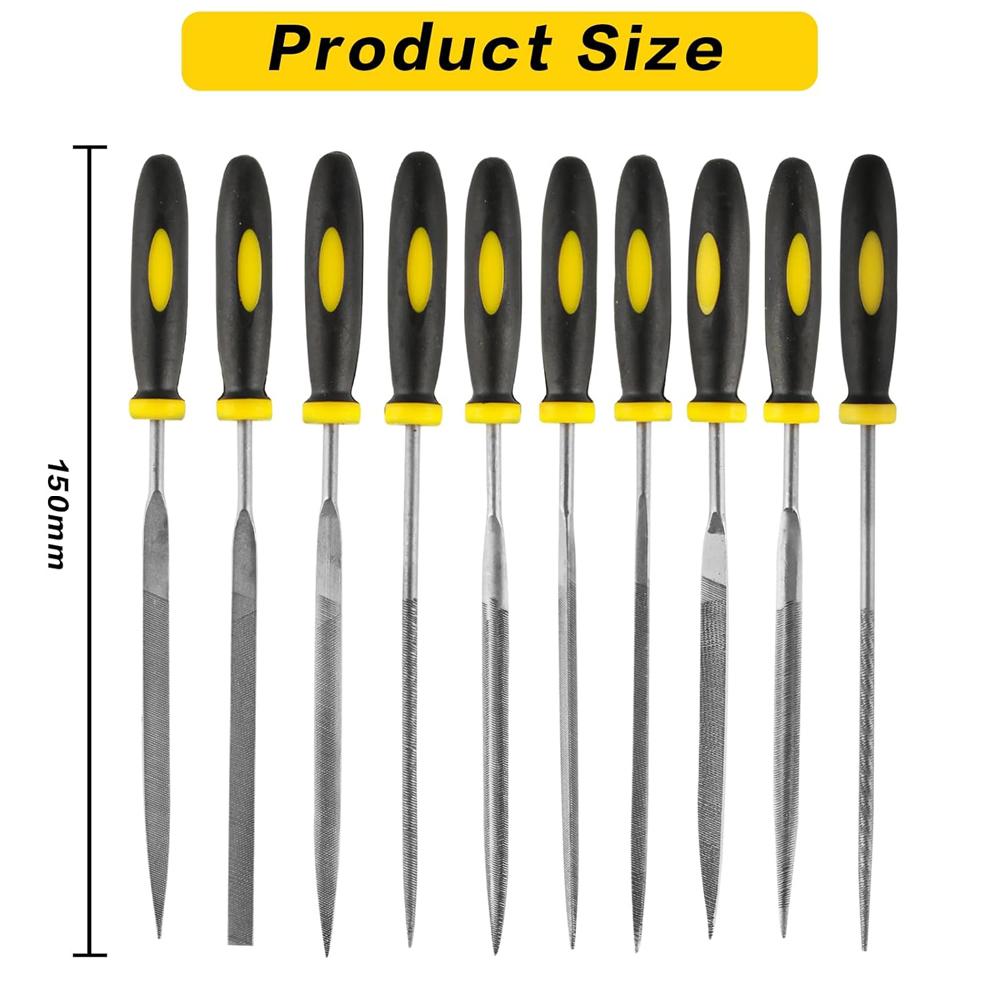 5/10 Pc Premium Needle File Set-High-Carbon Steel Files with Non-Slip Ergonomic Handles for Precise Filing on Wood Model Plastic