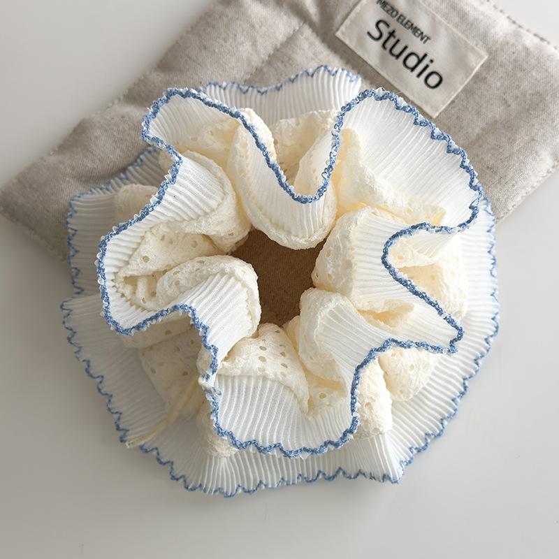 

Женские элегантные двухслойные кружевные резинки для волос с плиссировкой, повязка на голову, милые резинки для волос, модная резинка для волос