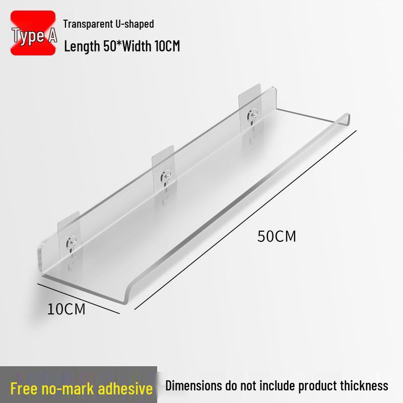 Acrylic Wall-Mounted Bathroom Mirror Cabinet with No-Punch Shelf