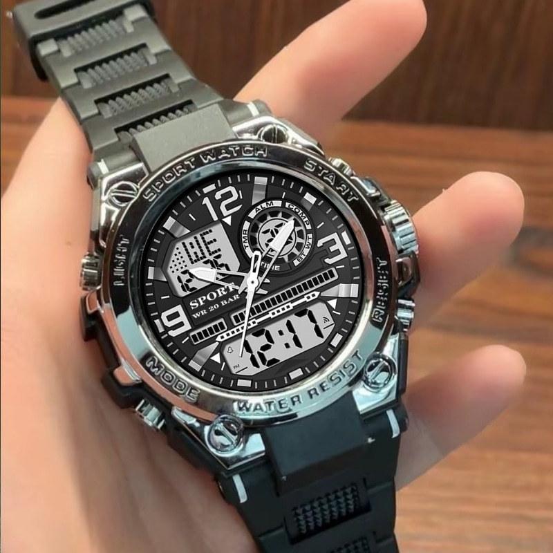 Sports Waterproof Watch Male Student Double Display Mysterious Special Forces Leisure Mountaineering Luminous Multi-Function Electronic Watch