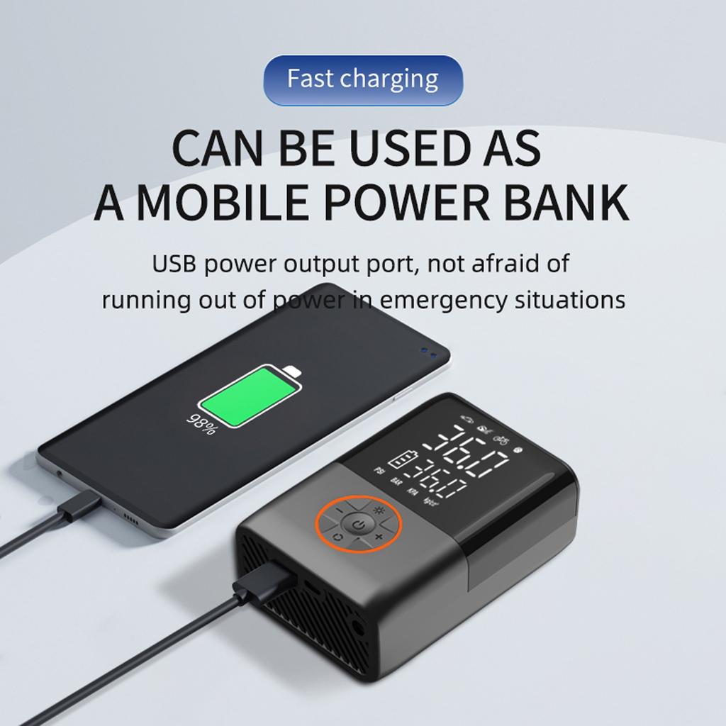 Pompka do opon Przenośny kompresor Bezprzewodowy rower z wyświetlaczem wartości cyfrowych, 150 PSI Opony samochodowe ze światłami LED do samochodów, motocykli