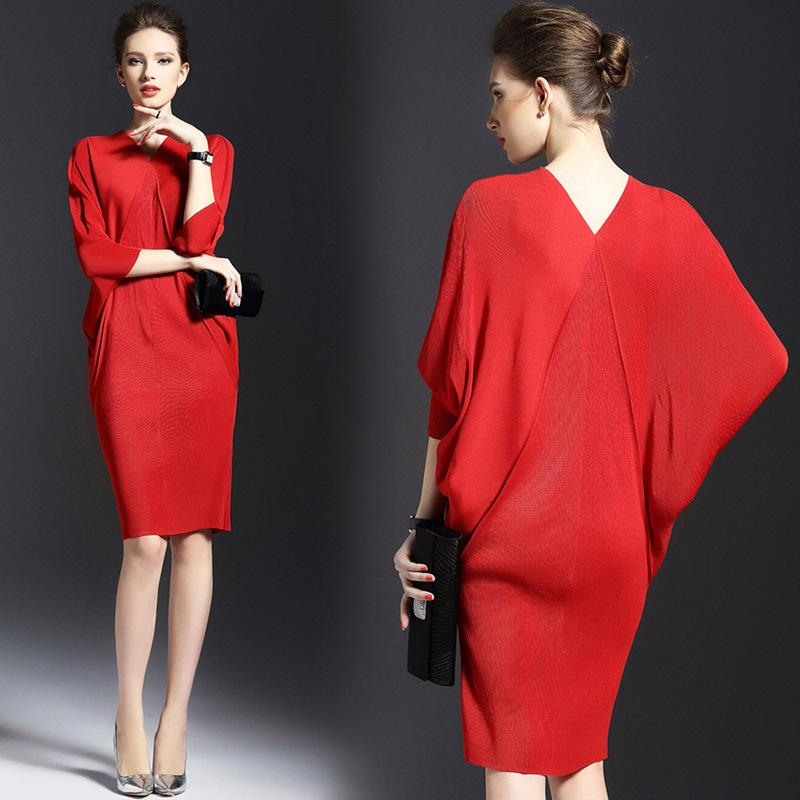 Lingying 6569 Midi plisované šaty Miyake - Dámské oblečení plus size na jaro a podzim 2025, volný střih