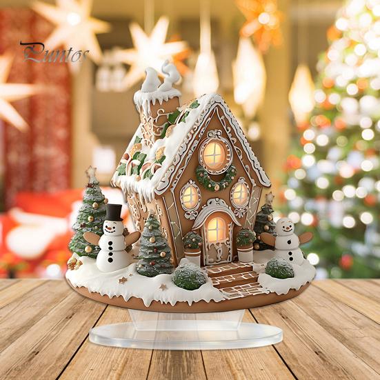 Christmas Decorations for Fireplace Acrylic Table Decor, Gingerbread House Tree Ornaments, Holiday Home Waterproof Desktop Living Room Bedroom Office