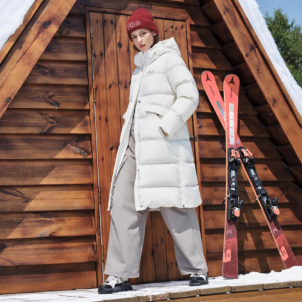 Fila Original RGB Colorful Fashion Simple Personality Retro Classic Versatile Casual Daily Comfortable Warm Long Hooded Down Jacket F11W549905F-WT