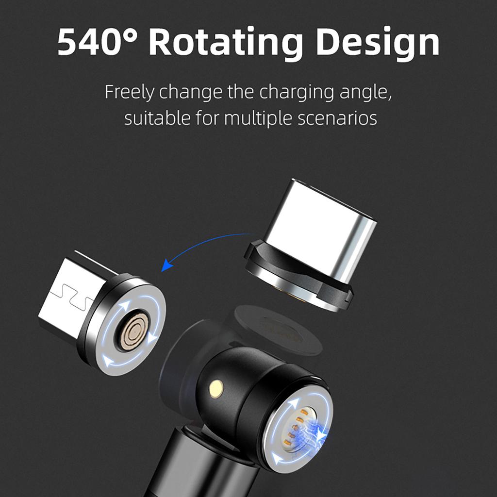 Micro USB 540° 3A Fast Charging Rotating Magnetic Data Cable About 78.8in