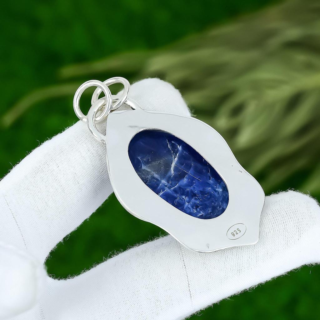 Wedding Gift For Her 925 Sterling Silver Natural Sodalite Gemstone Pendant