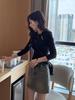 Women's Slimming White Long Sleeve T-Shirt - Hollow Round Neck, Drop Shoulder, Early Spring 2025 Collection