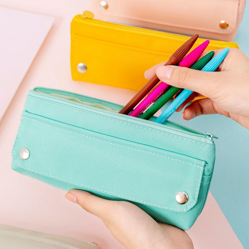 New High-elastic Oxford Cloth Solid Color Pencil Case Creative Student Stationery Box Environmentally Simple Pencil Case