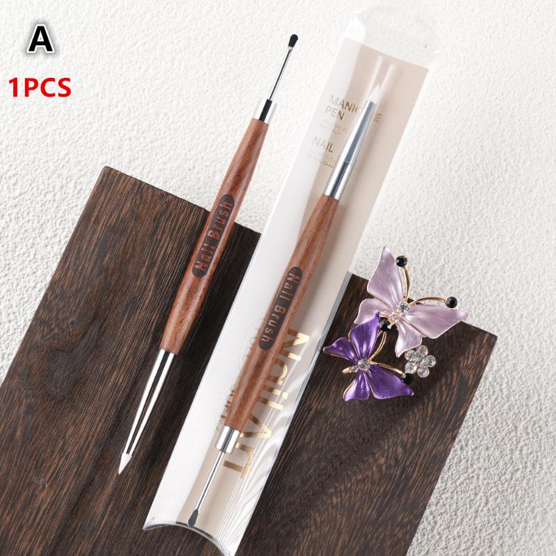 

Многофункциональная кисть для нейл-арта из сандалового дерева/акрила с двумя головками, ручка для росписи цветов, кисть для смешивания, инструмент для DIY маникюра